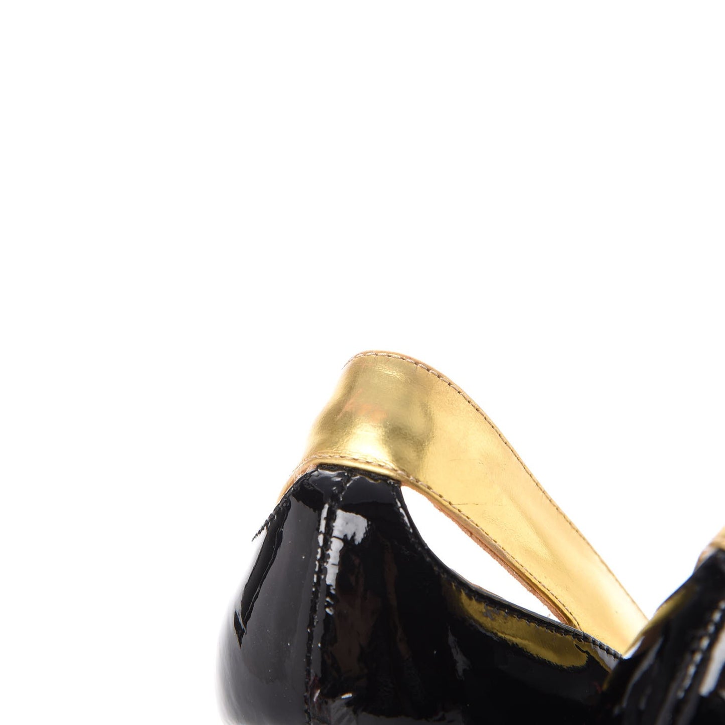 Patent Metallic Calfskin Duvette Cutout 120 Pumps 36.5 Black Gold