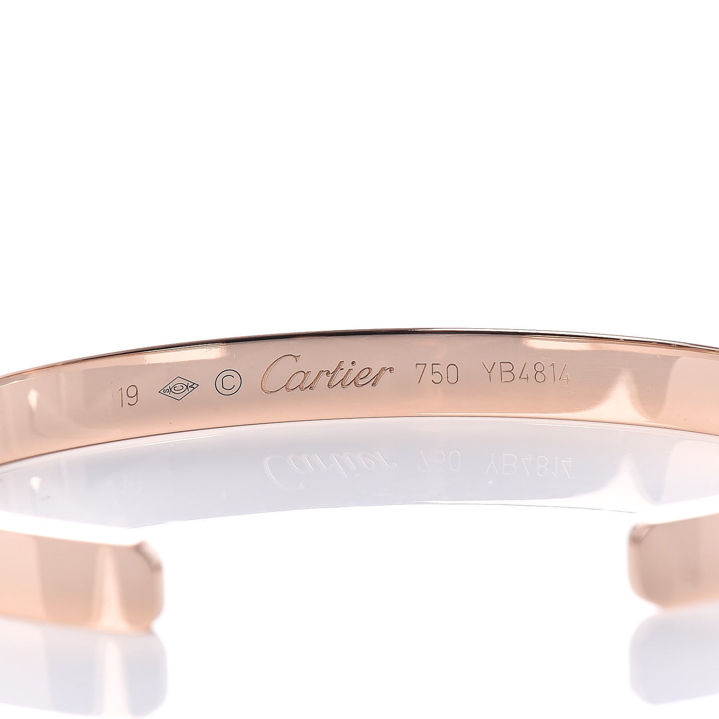 18K Pink Gold LOVE Cuff Bracelet 19
