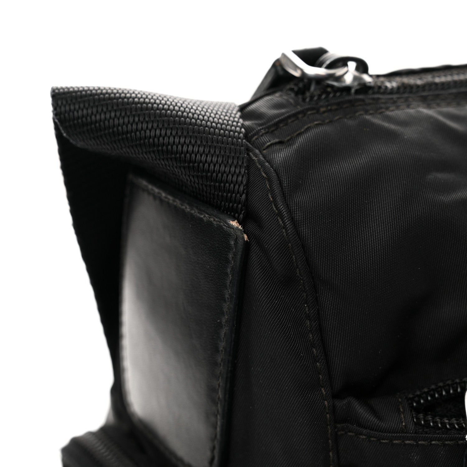 Prada Re-Nylon Vela Saffiano Pocket Double Zip Shoulder Bag Black 13 of 14