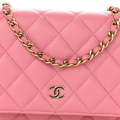 Chanel Caviar Quilted Wallet on Chain WOC Pink 13 of 15