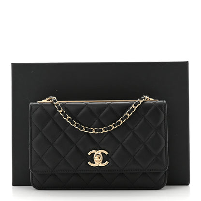Chanel Lambskin Quilted Trendy CC Wallet On Chain WOC Black 13 of 13