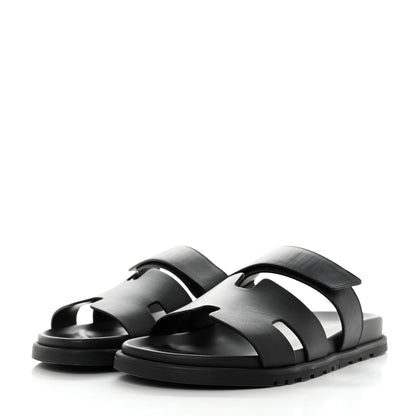 Hermes Calfskin Mens Chypre Sandals 42 Black 3 of 10