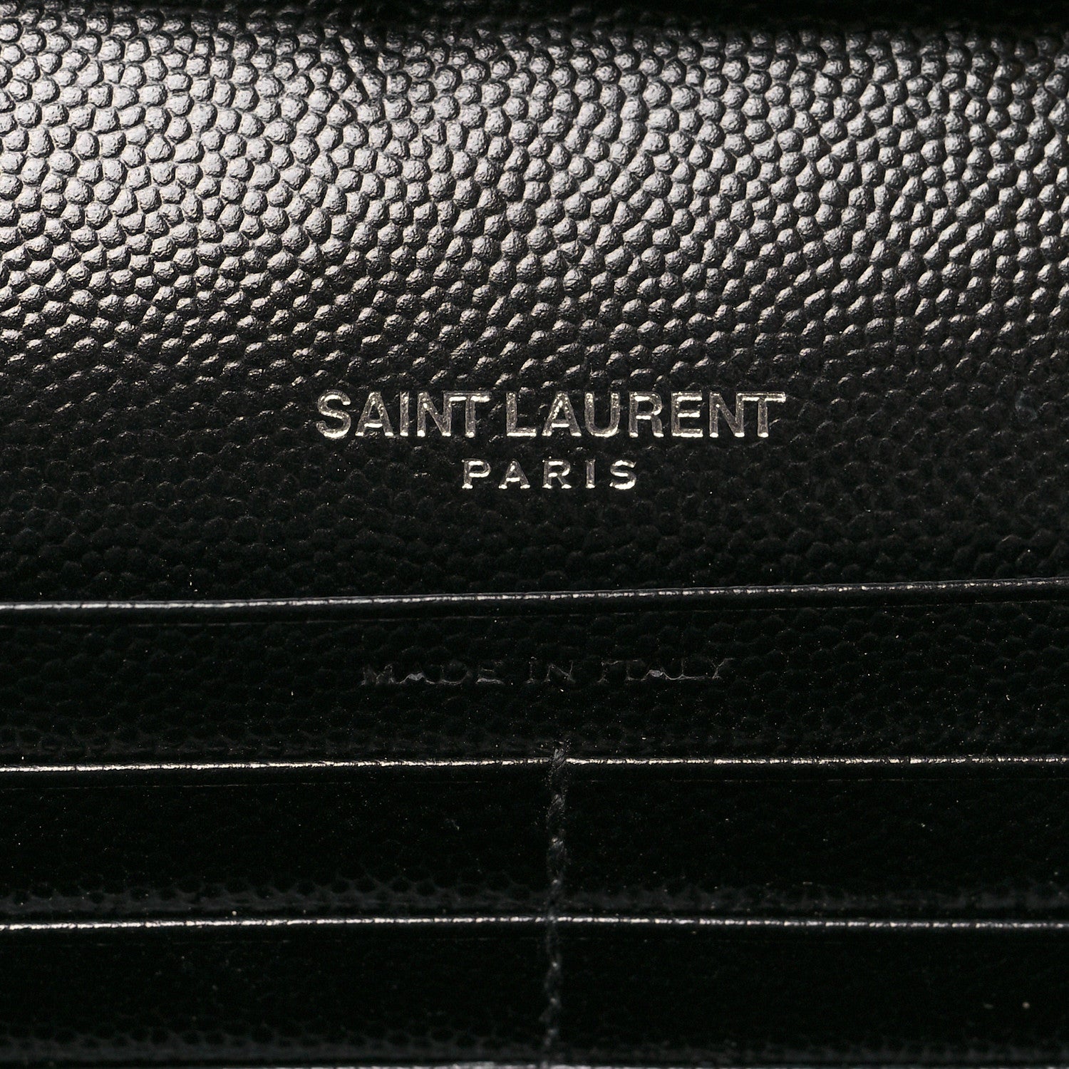Saint Laurent Grain De Poudre Matelasse Chevron Monogram Chain Wallet Black 7 of 11