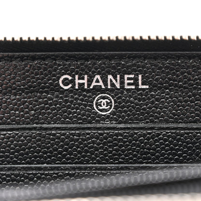 Chanel Caviar CC Small Zip Around Wallet Black Blue Green 6 of 9