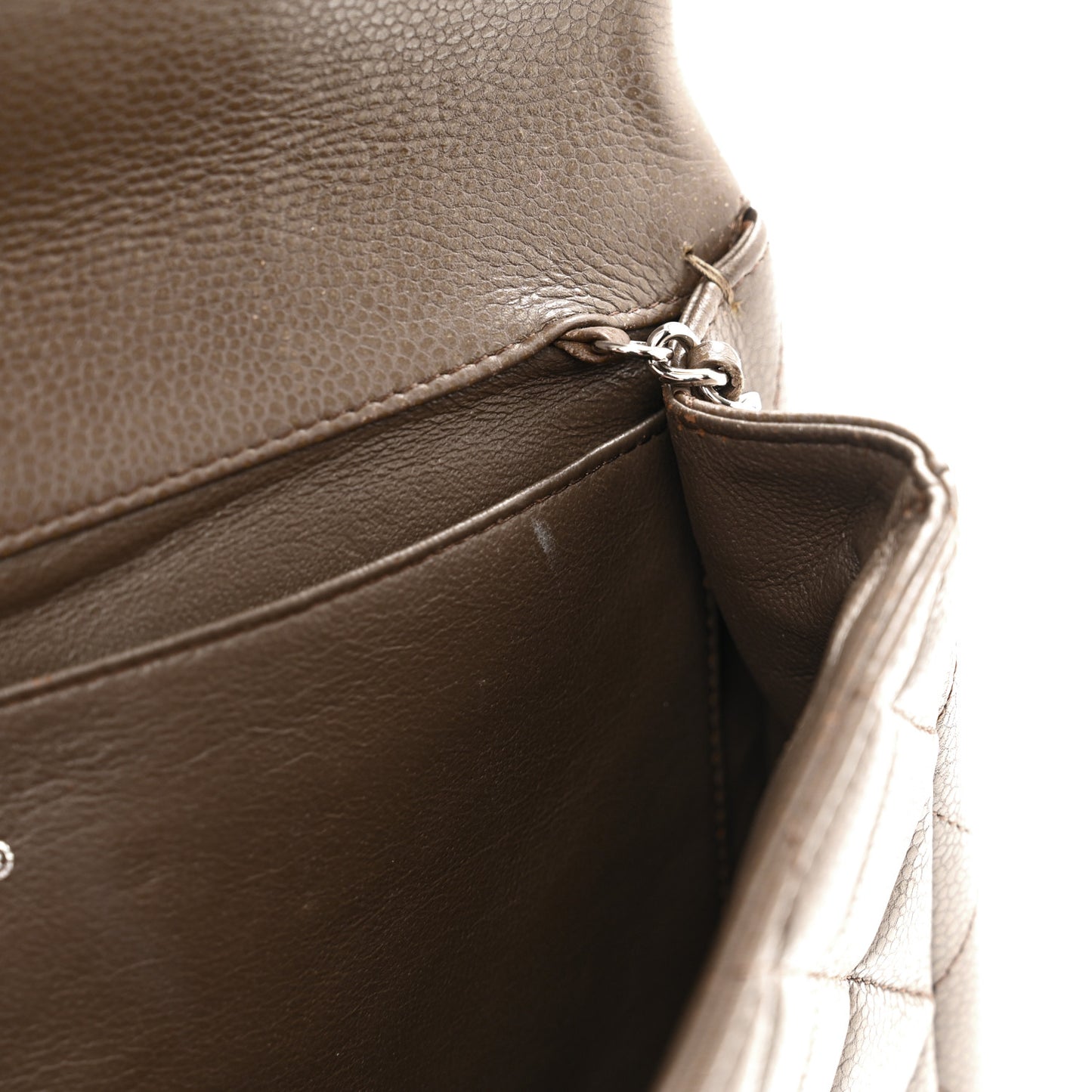 Caviar Quilted Clutch With Chain Flap Brown