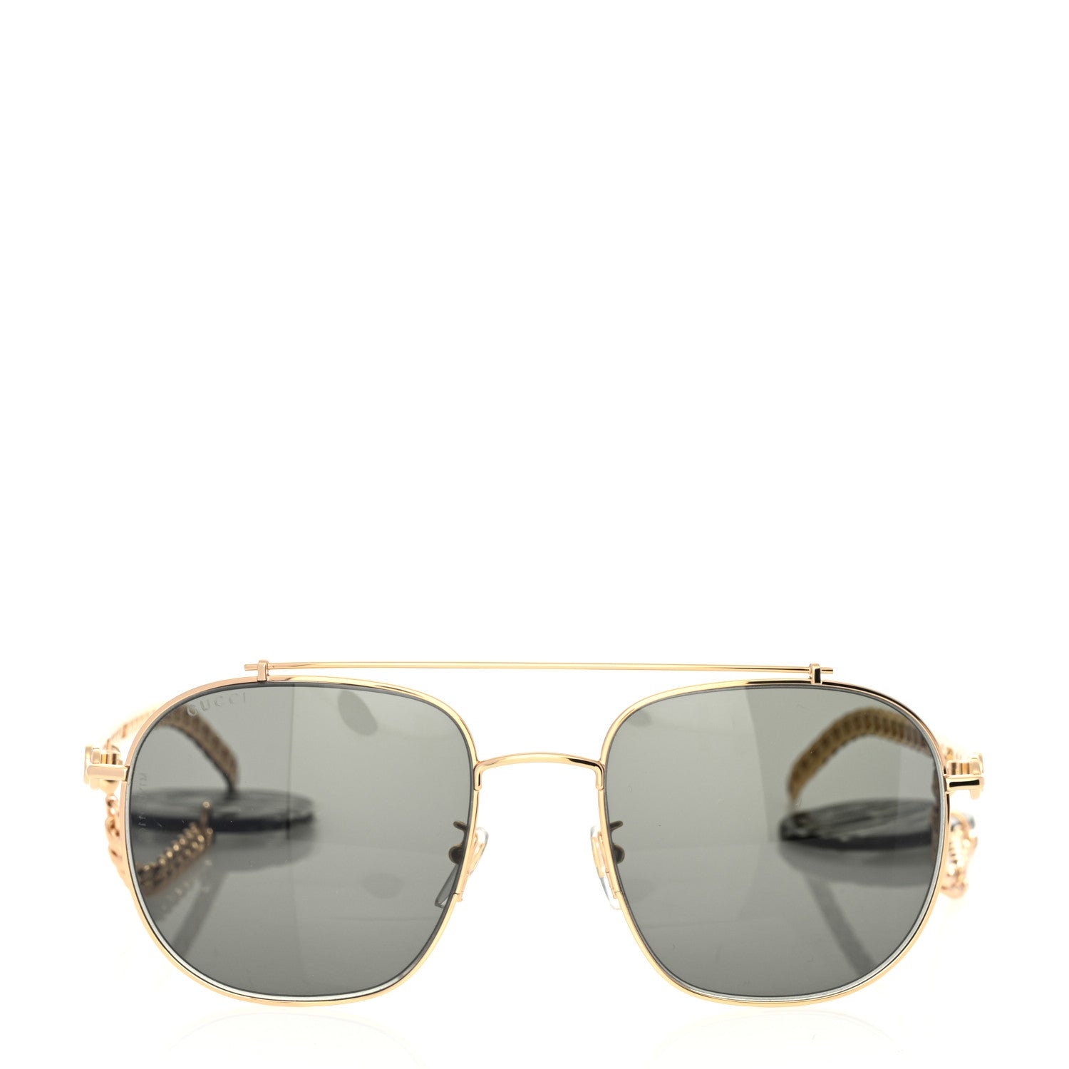 Gucci Aviator Charm Chain Sunglasses GG0727S Gold 2 of 8