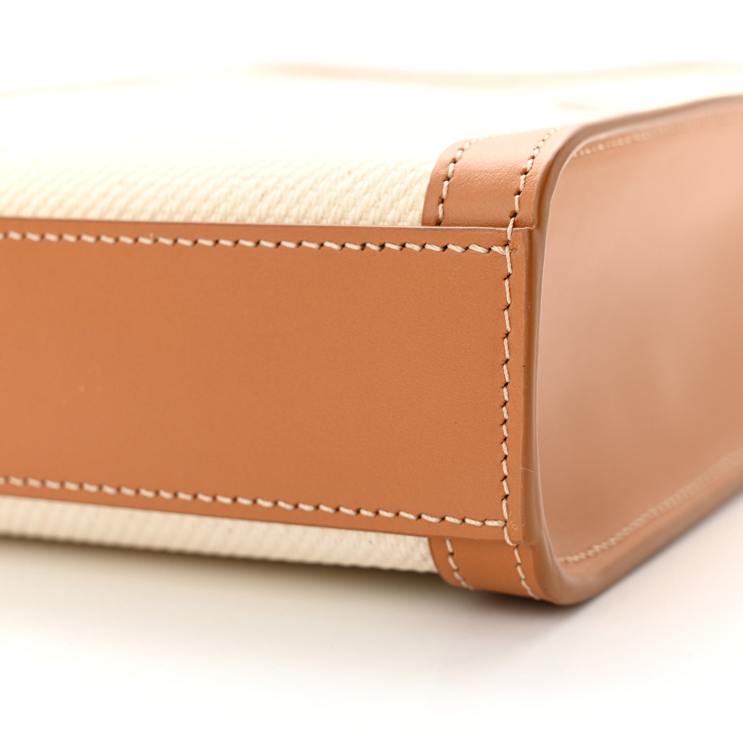 Canvas Calfskin Mini Vertical Cabas Natural Tan