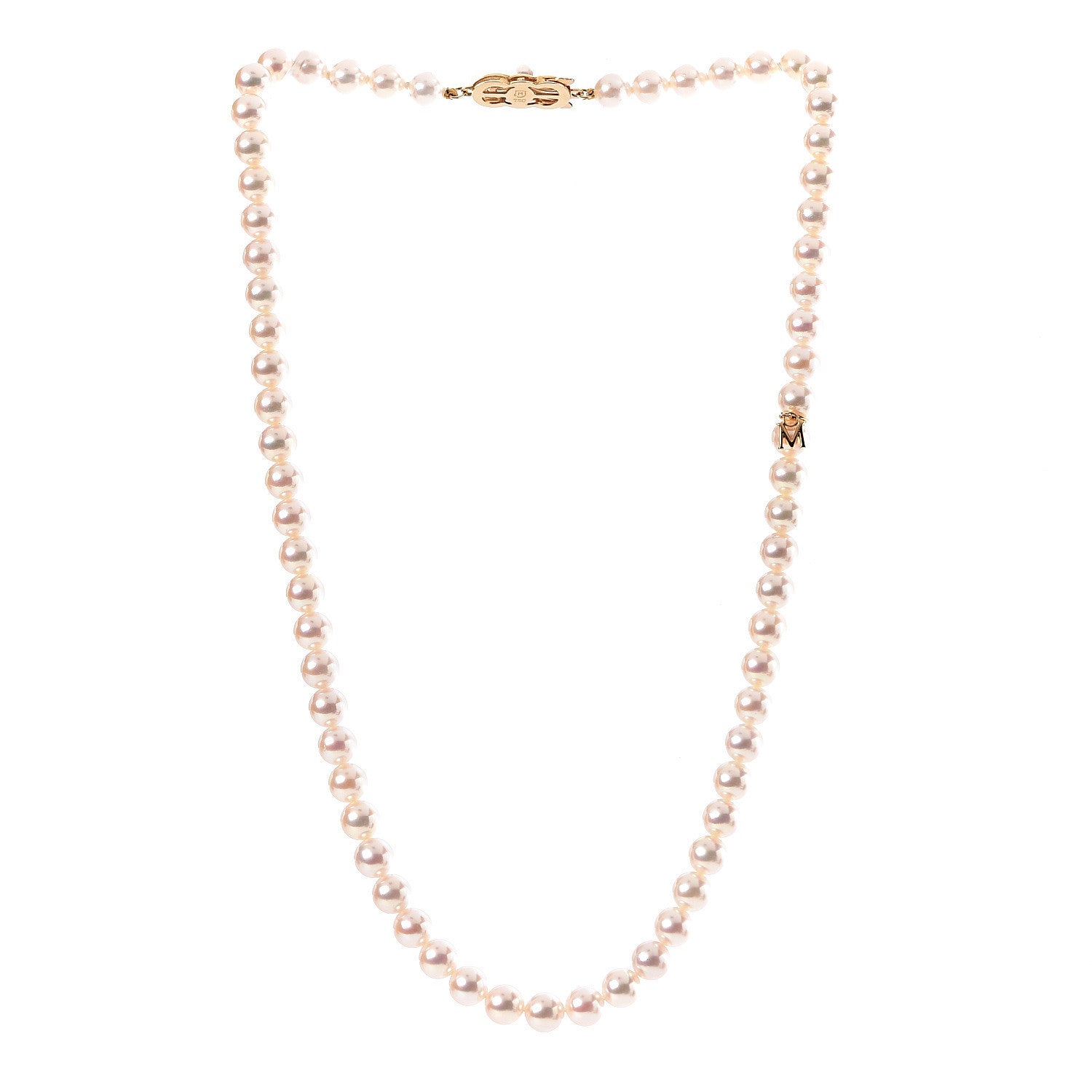 Mikimoto 18K Yellow Gold Akoya Pearl 7-7.5mm Strand Necklace 17" 3 of 6