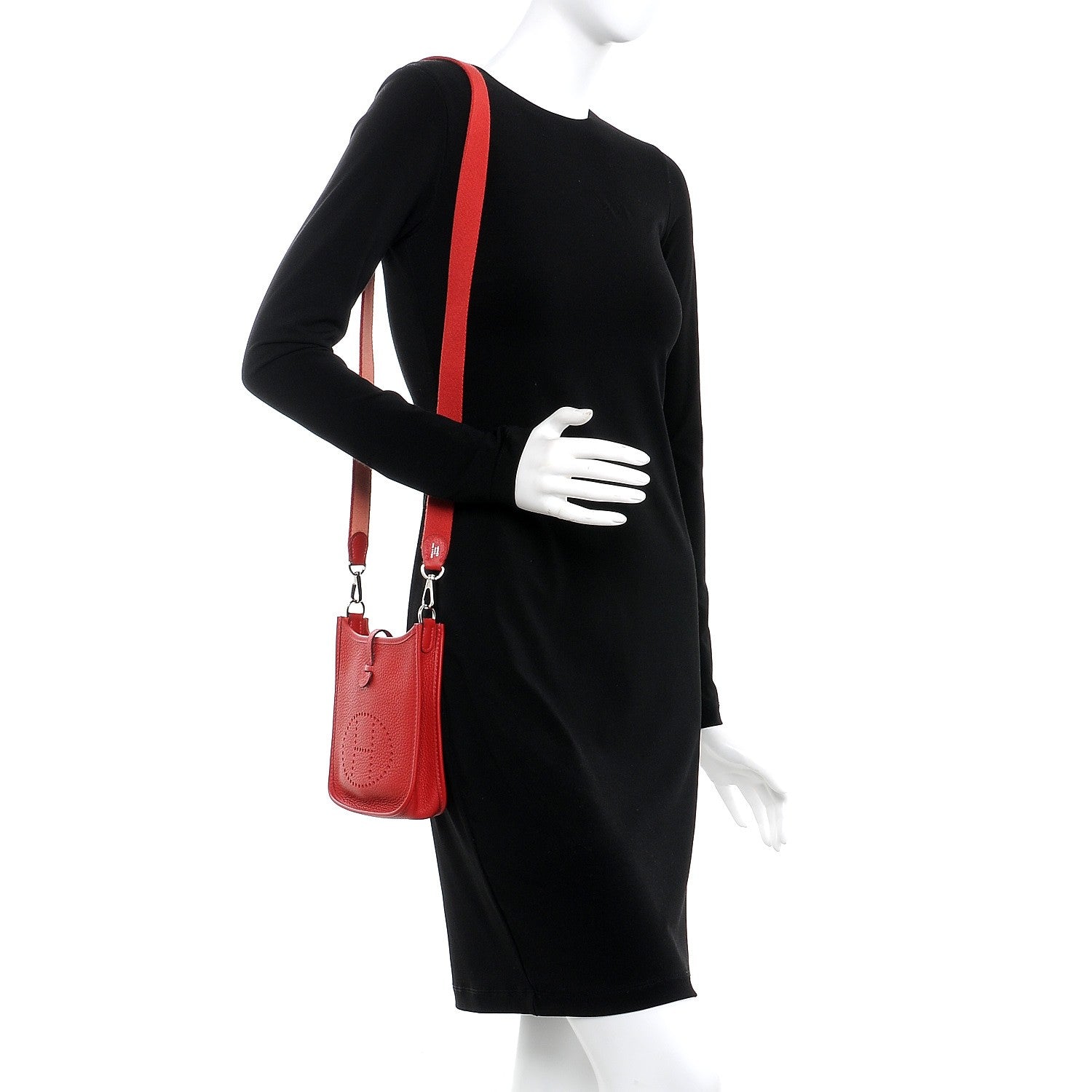 Hermes Taurillon Clemence Amazone Evelyne TPM Rouge Casaque Crevette 2 of 7