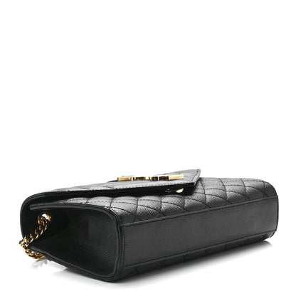 Saint Laurent Grain De Poudre Textured Mixed Matelasse Triquilt Small Monogram Satchel Black 4 of 12