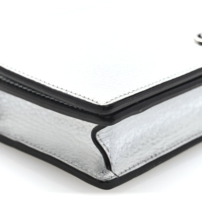 Gucci Metallic Dollar Calfskin Mini GG Marmont Chain Wallet Silver 9 of 10
