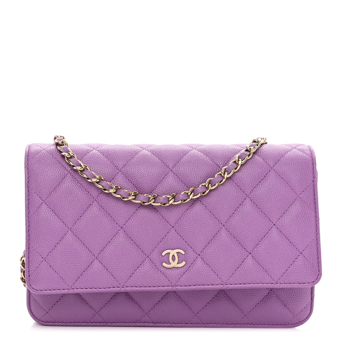 Caviar Quilted Wallet On Chain WOC Purple