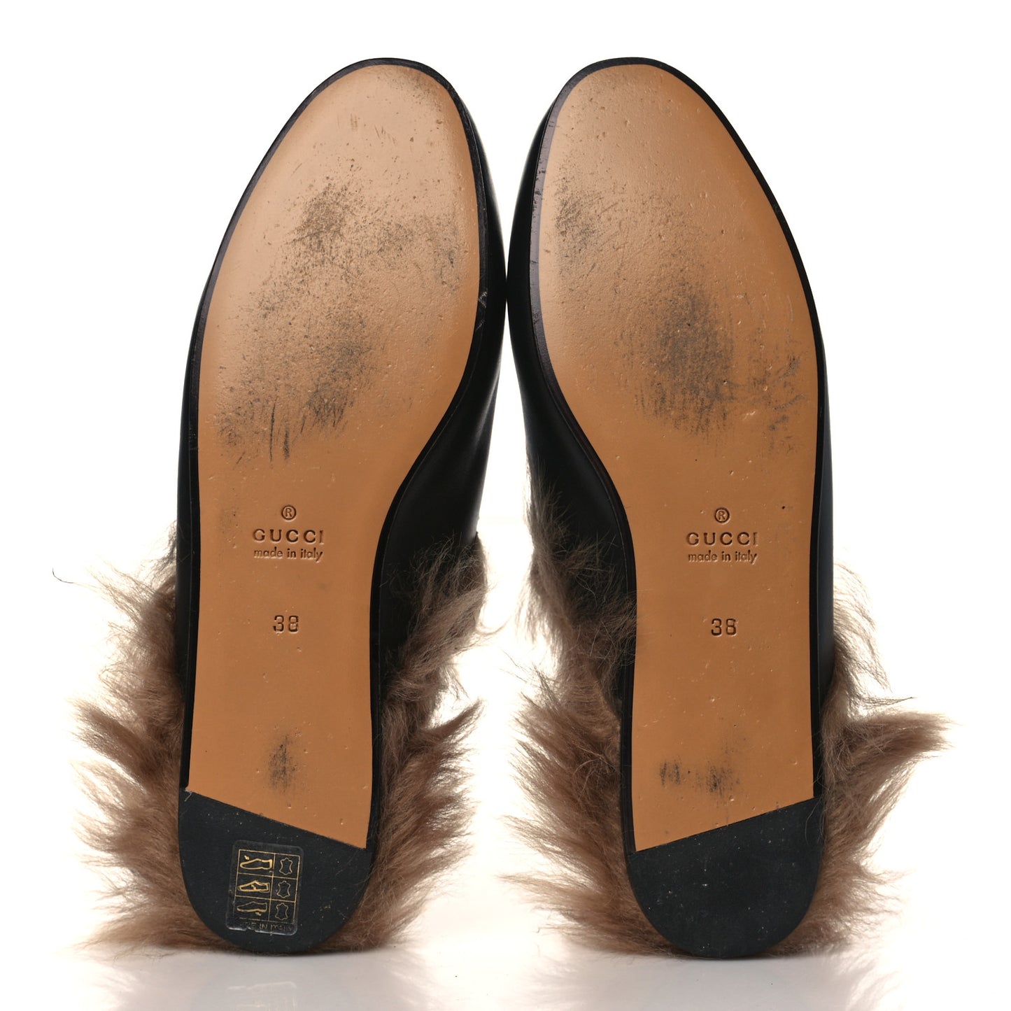 Calfskin Fur Womens Princetown Slippers 38 Black