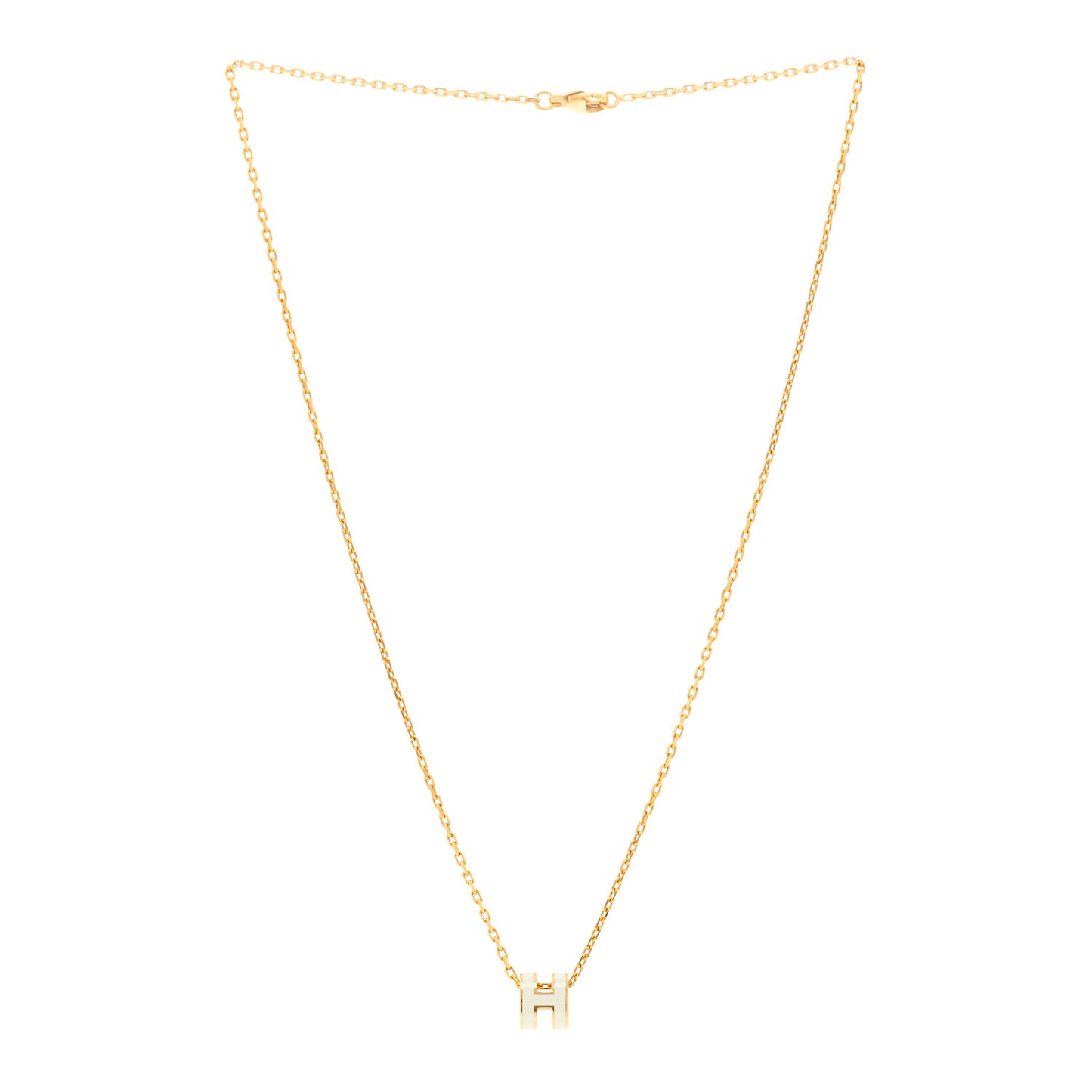 Lacquered Gold Mini Pop H Pendant Necklace White