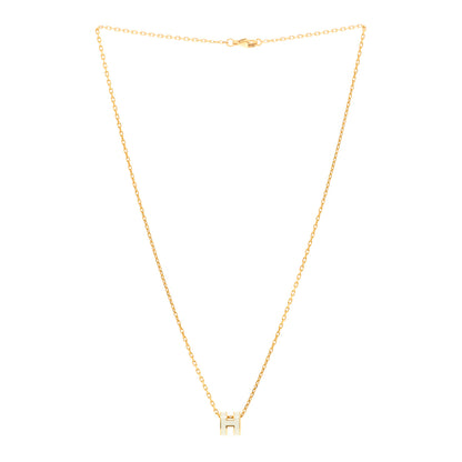 Hermes Lacquered Gold Mini Pop H Pendant Necklace White 3 of 7