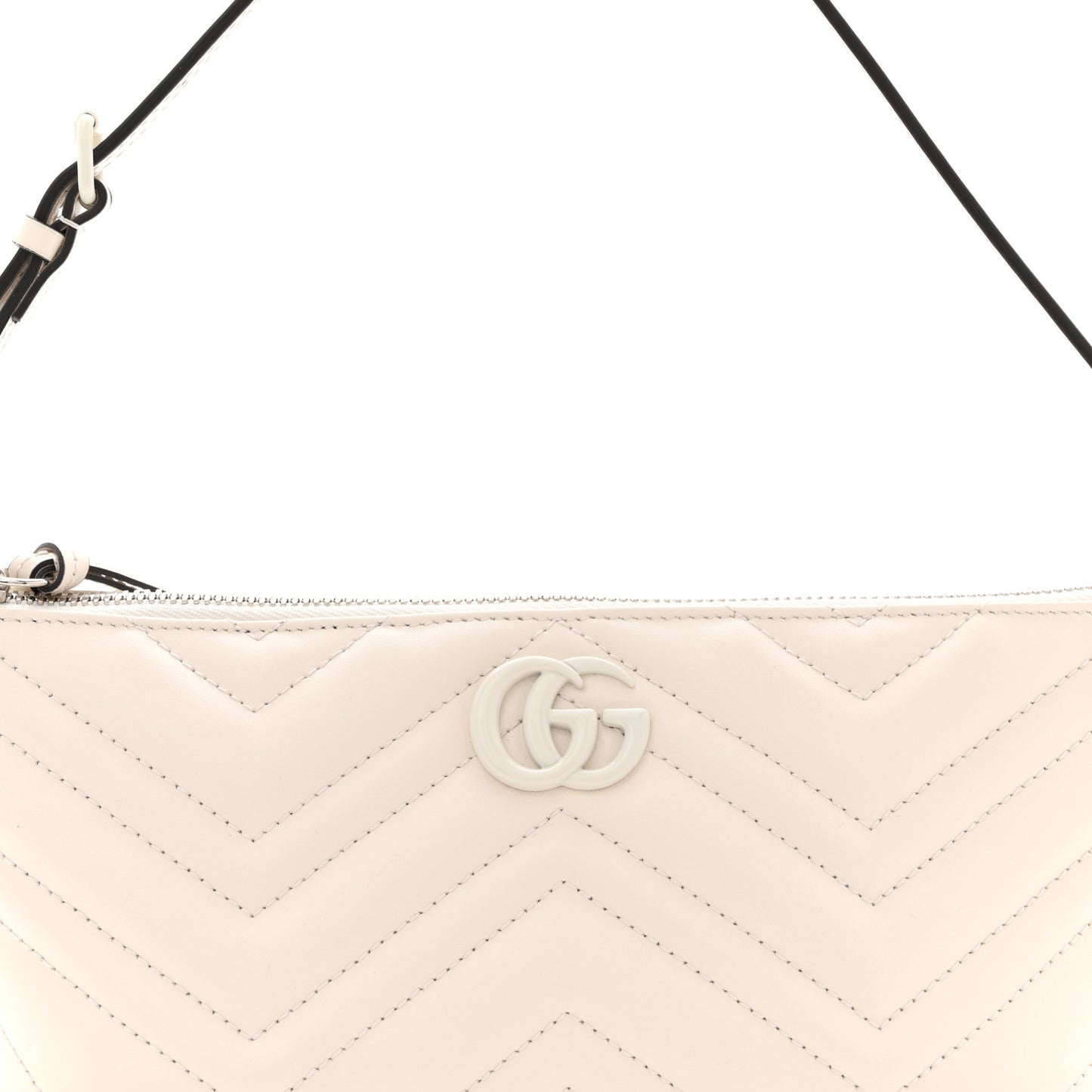 Calfskin Matelasse Chevron Monochrome GG Marmont Sling Shoulder Bag Mystic White