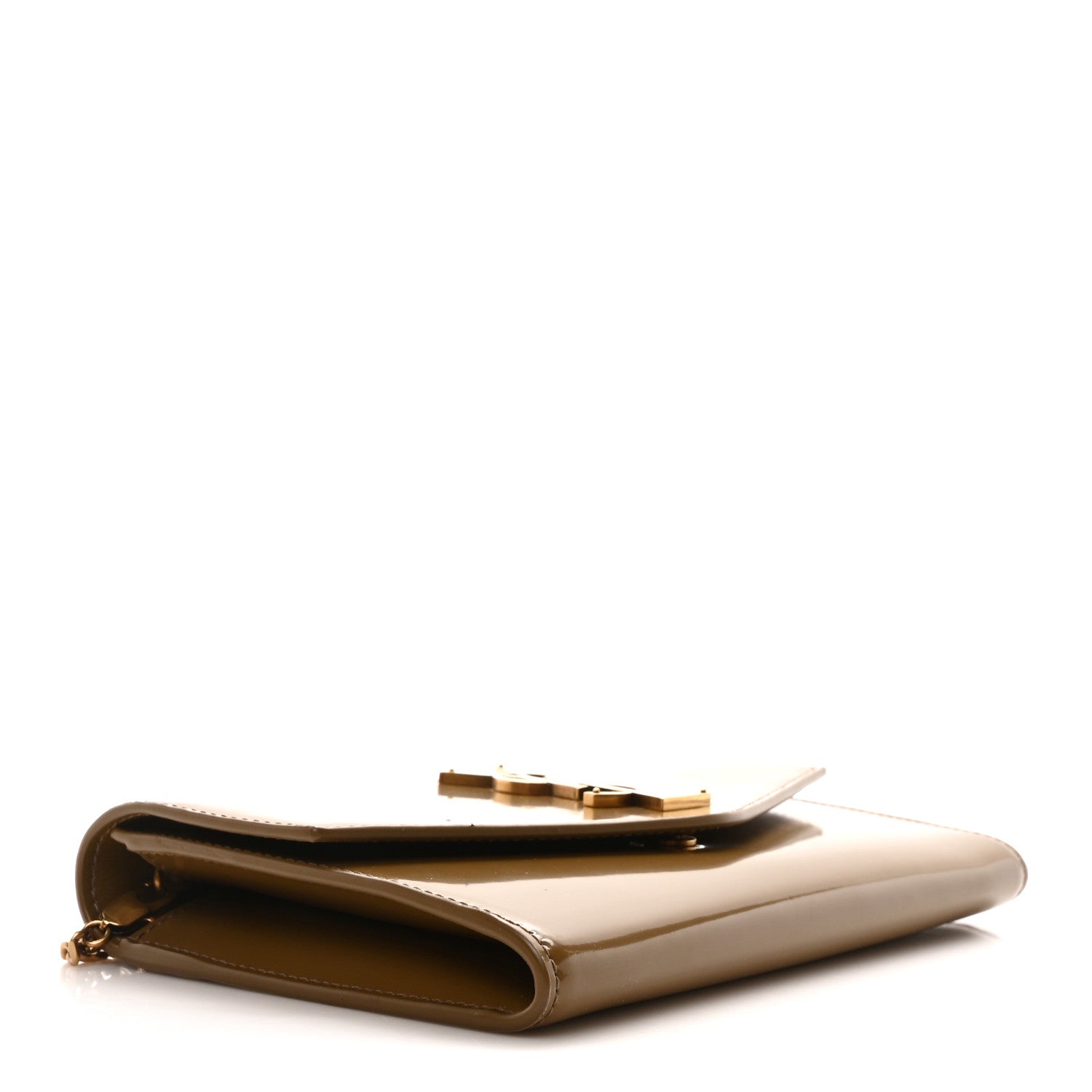 Saint Laurent Patent Calfskin Uptown Chain Wallet Taupe 5 of 11