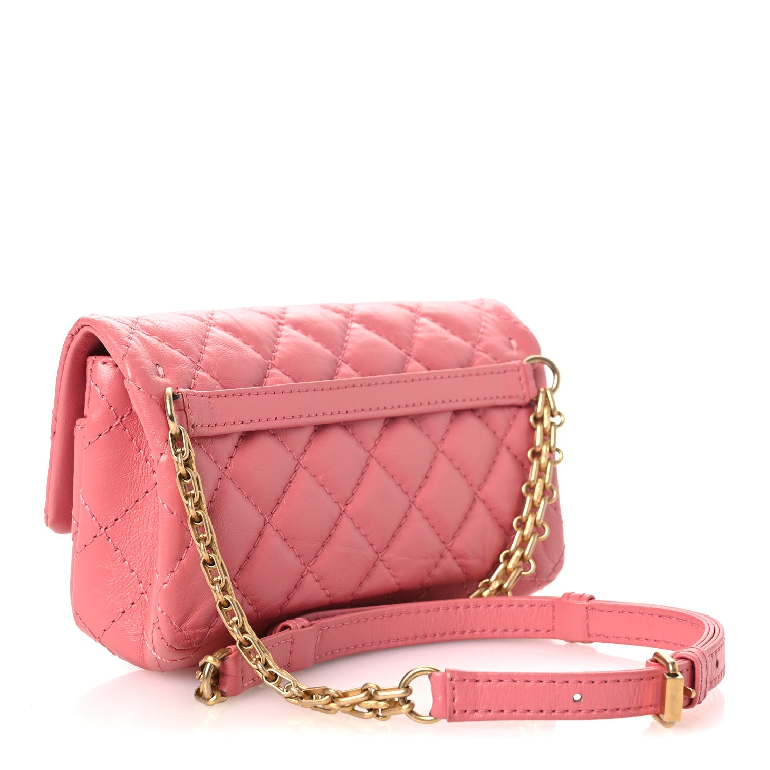Chanel Aged Calfskin Quilted 2.55 Reissue Flap Belt Bag Pink 3 of 13