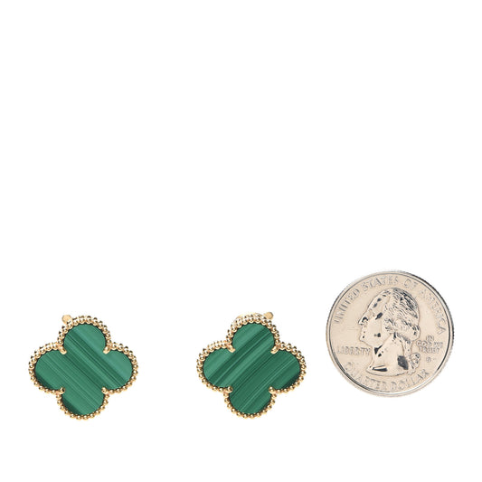 18K Yellow Gold Malachite Magic Alhambra Earrings