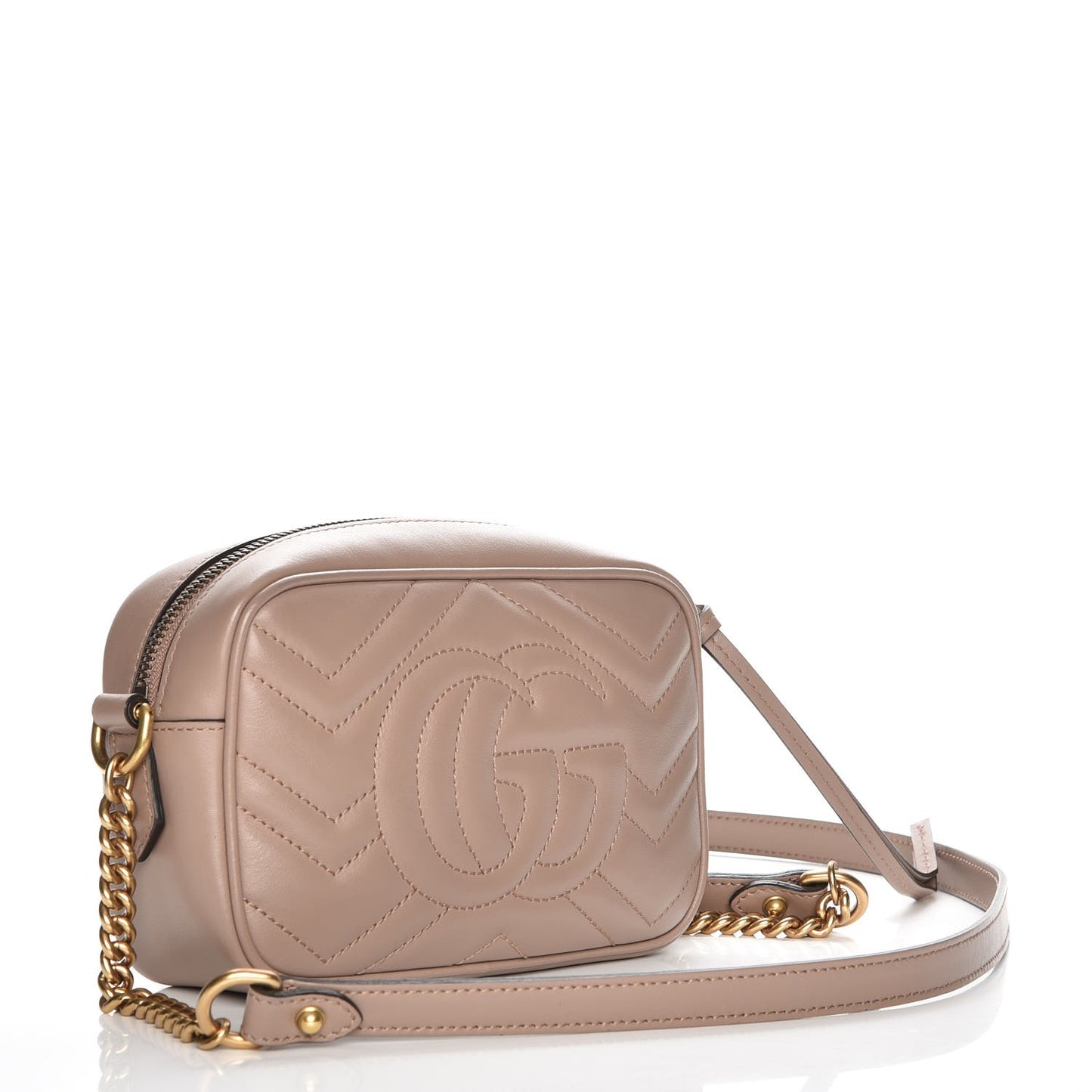 Calfskin Matelasse Mini GG Marmont Chain Shoulder Bag Nude