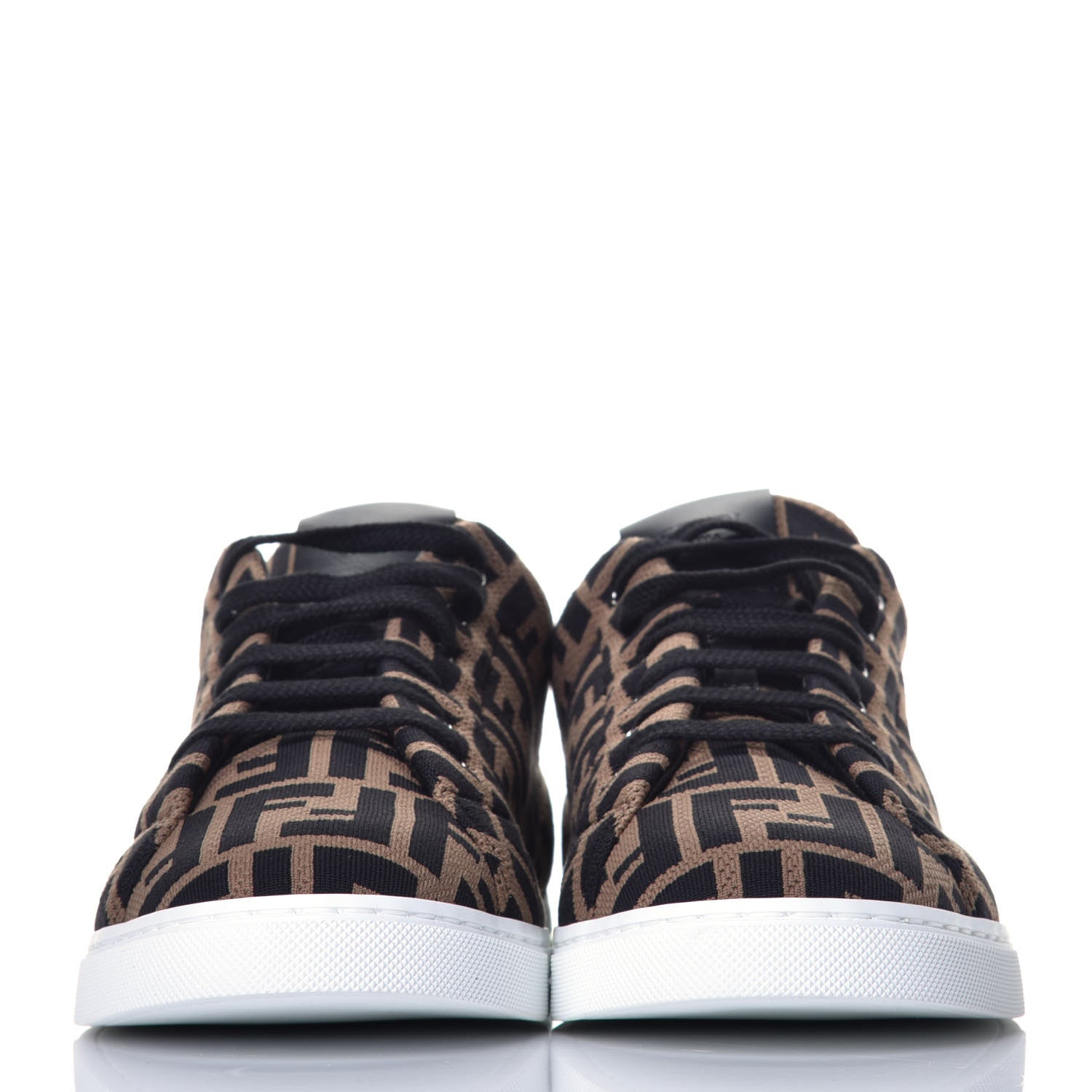 Fendi Tech Fabric FF Mens Lace Up Low Top Sneakers 7 Tobacco Black 2 of 9