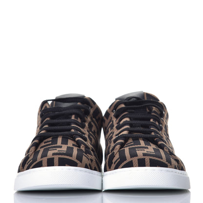 Fendi Tech Fabric FF Mens Lace Up Low Top Sneakers 7 Tobacco Black 2 of 9