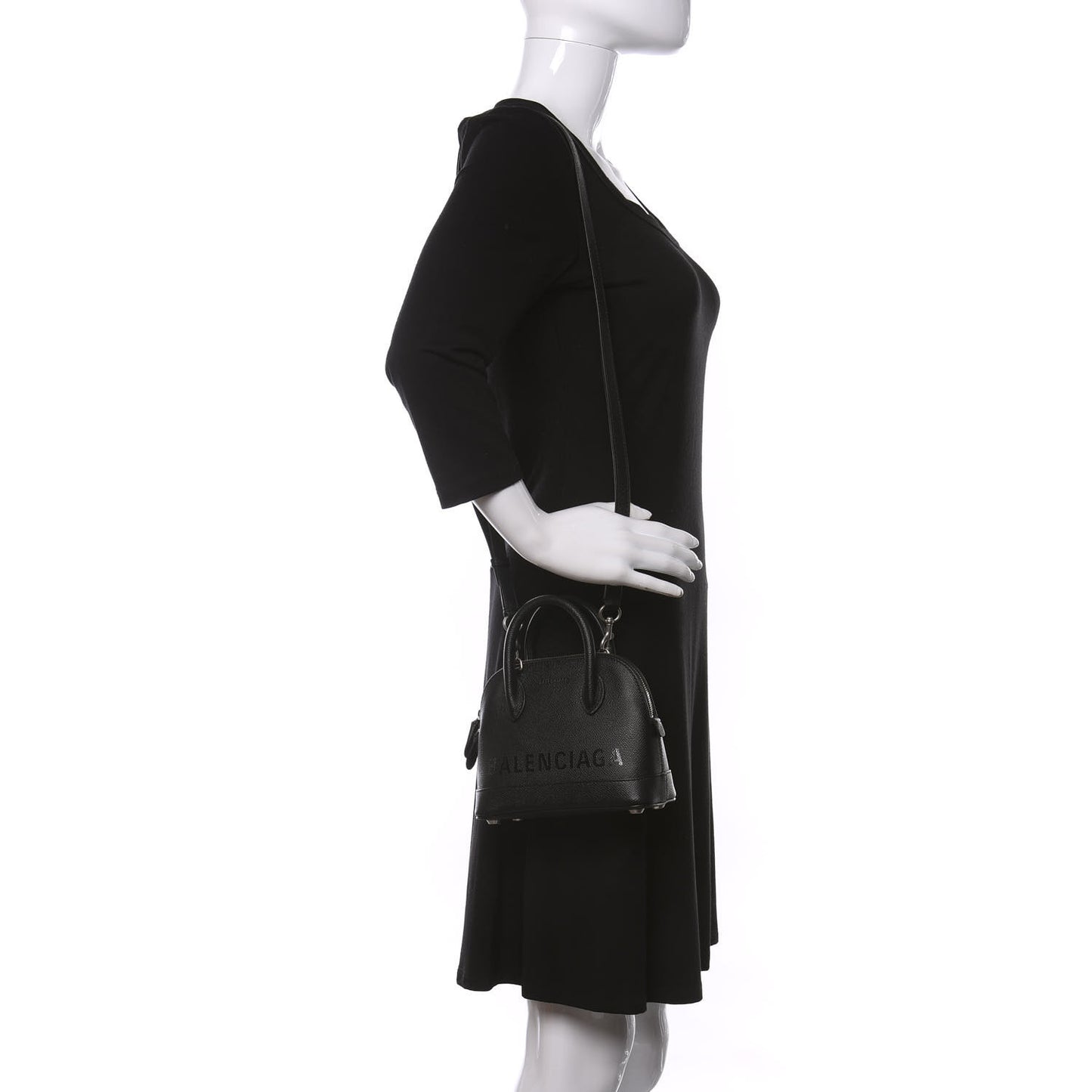 Signature Grained Calfskin XXS Ville Top Handle Bag Black