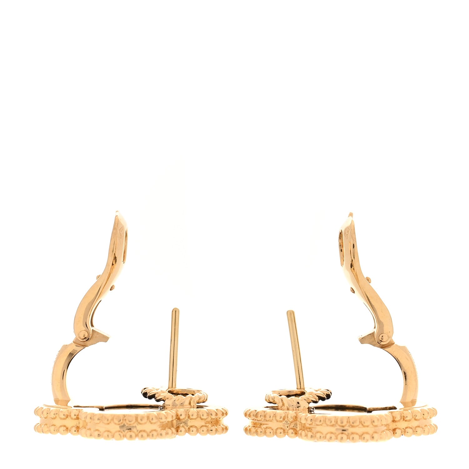 Van Cleef & Arpels 18K Yellow Gold Black Onyx Magic Alhambra Earrings 3 of 5