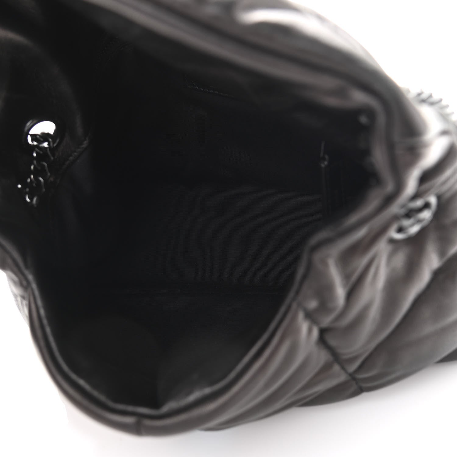 Saint Laurent Lambskin Quilted Small Loulou Puffer Monogram Chain Satchel Black 5 of 12