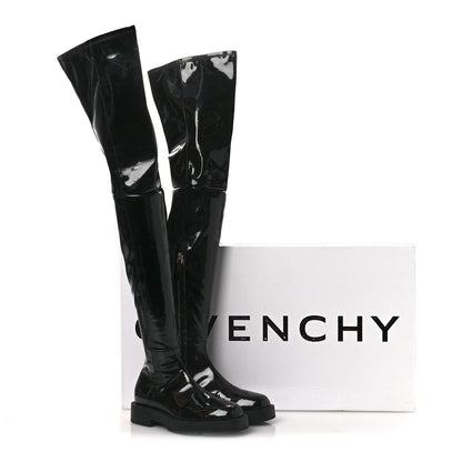 Givenchy Patent Squared Over The Knee Flat Boots 36 Black 11 of 11