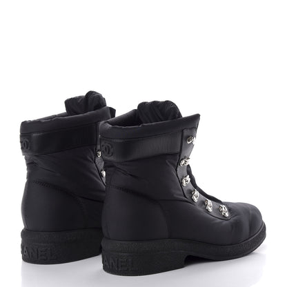 Chanel Nylon Calfskin Womens Coco Neige Short Boots 39.5 Black 4 of 11
