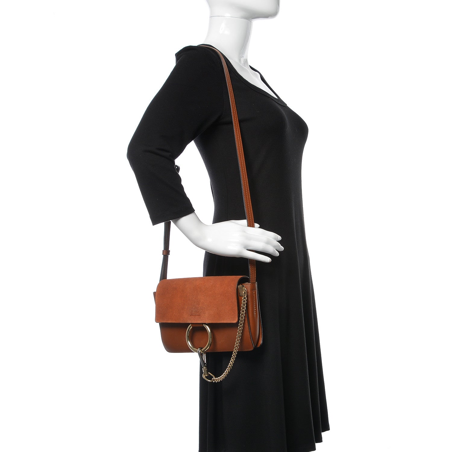 Chloe Suede Calfskin Small Faye Shoulder Bag Tobacco 2 of 17