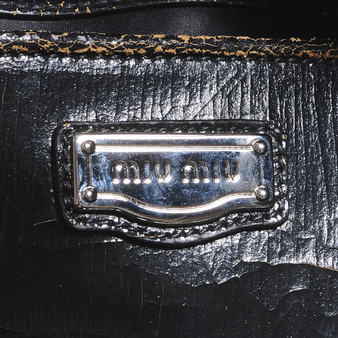 Leather Craquele Handbag Talco and Ebano