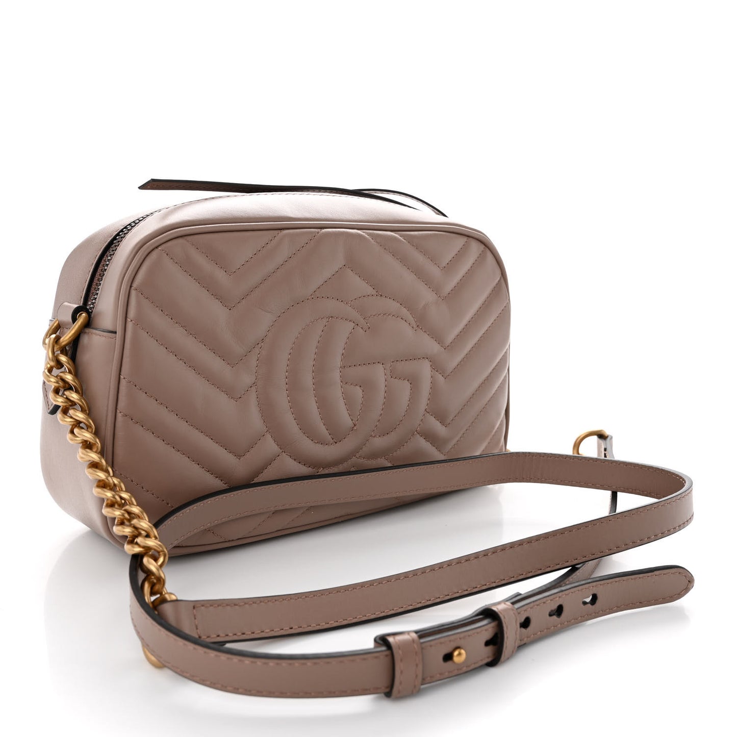 Calfskin Matelasse Small GG Marmont Chain Shoulder Bag Porcelain Rose
