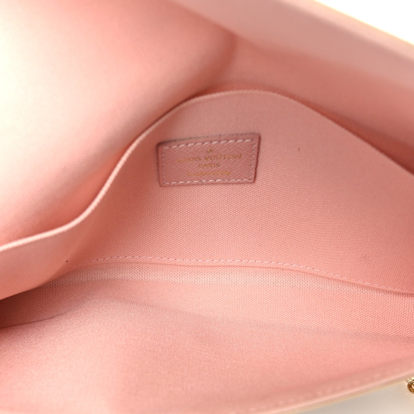Damier Azur Pochette Felicie Chain Wallet Rose Ballerine