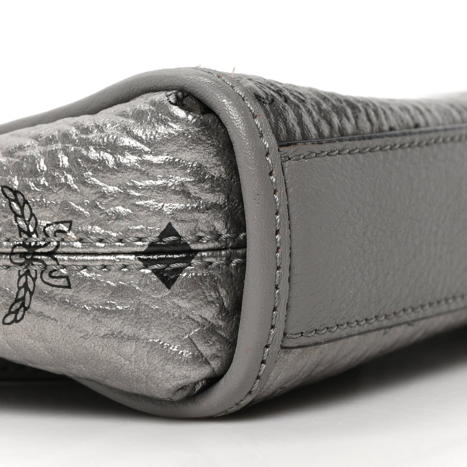 MCM Metallic Visetos Crossbody Bag Silver 9 of 10