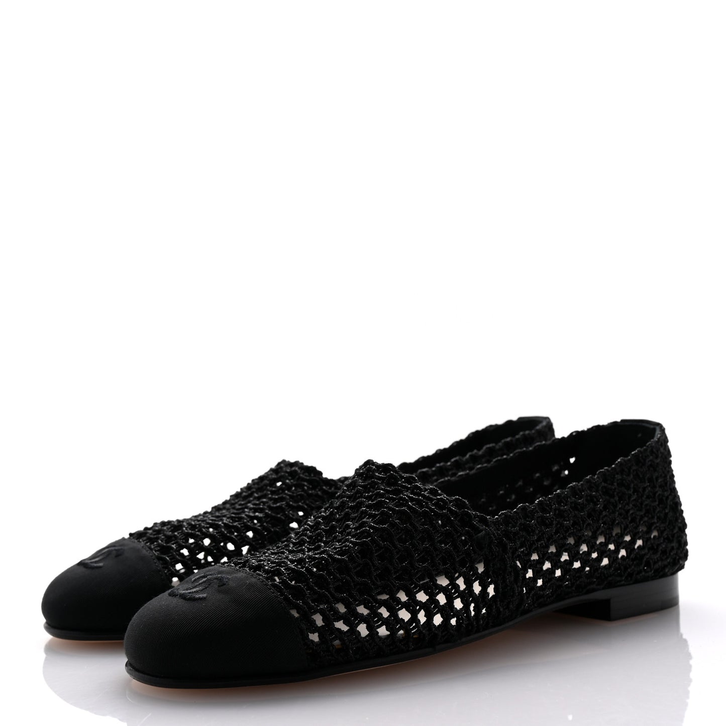 Knit Grosgrain Cap Toe CC Moccasin Loafers  36.5 Black