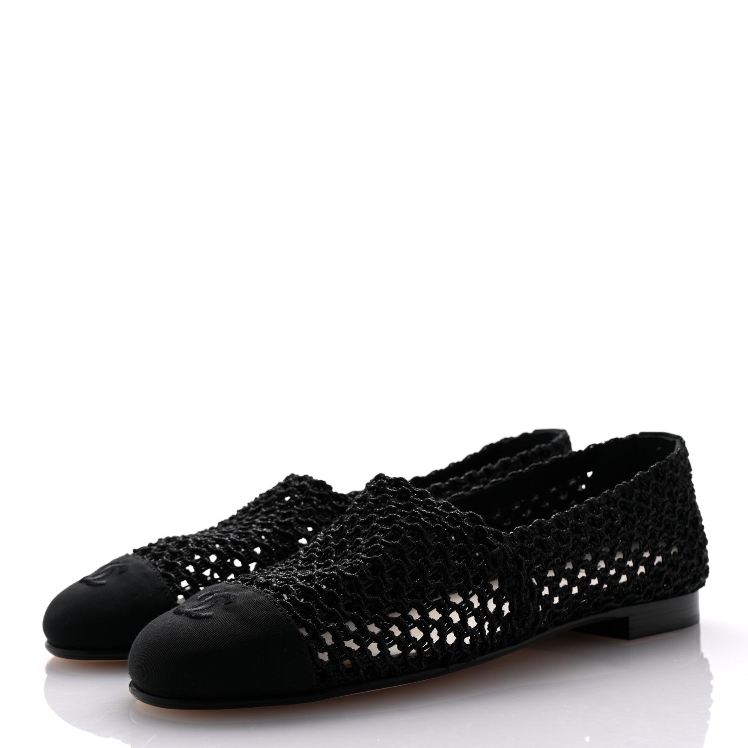 Chanel Knit Grosgrain Cap Toe CC Moccasin Loafers  36.5 Black 4 of 9