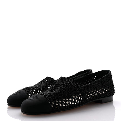 Chanel Knit Grosgrain Cap Toe CC Moccasin Loafers  36.5 Black 4 of 9