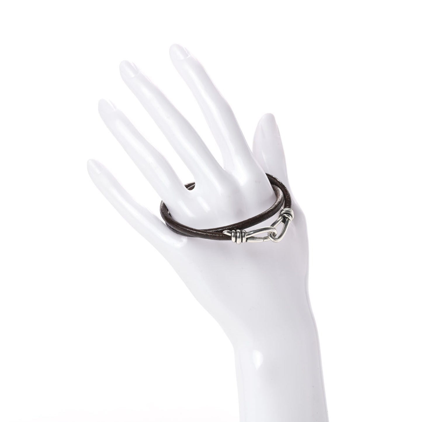 Sterling Silver Leather Paloma Picasso Knot Double Wrap Bracelet