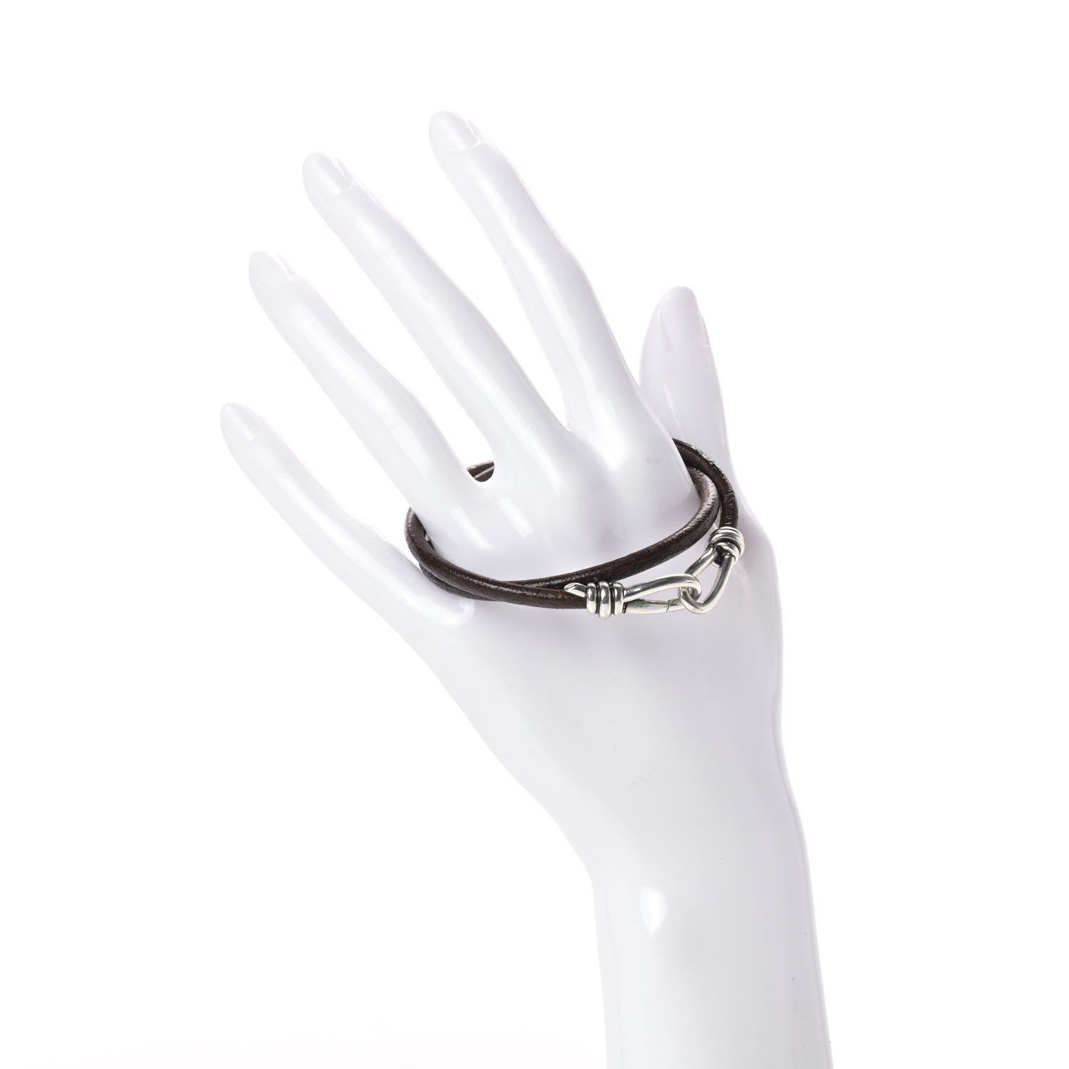 Tiffany Sterling Silver Leather Paloma Picasso Knot Double Wrap Bracelet 2 of 5