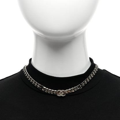 Chanel Lambskin Crystal CC Chain Choker Necklace Black Gold 2 of 5