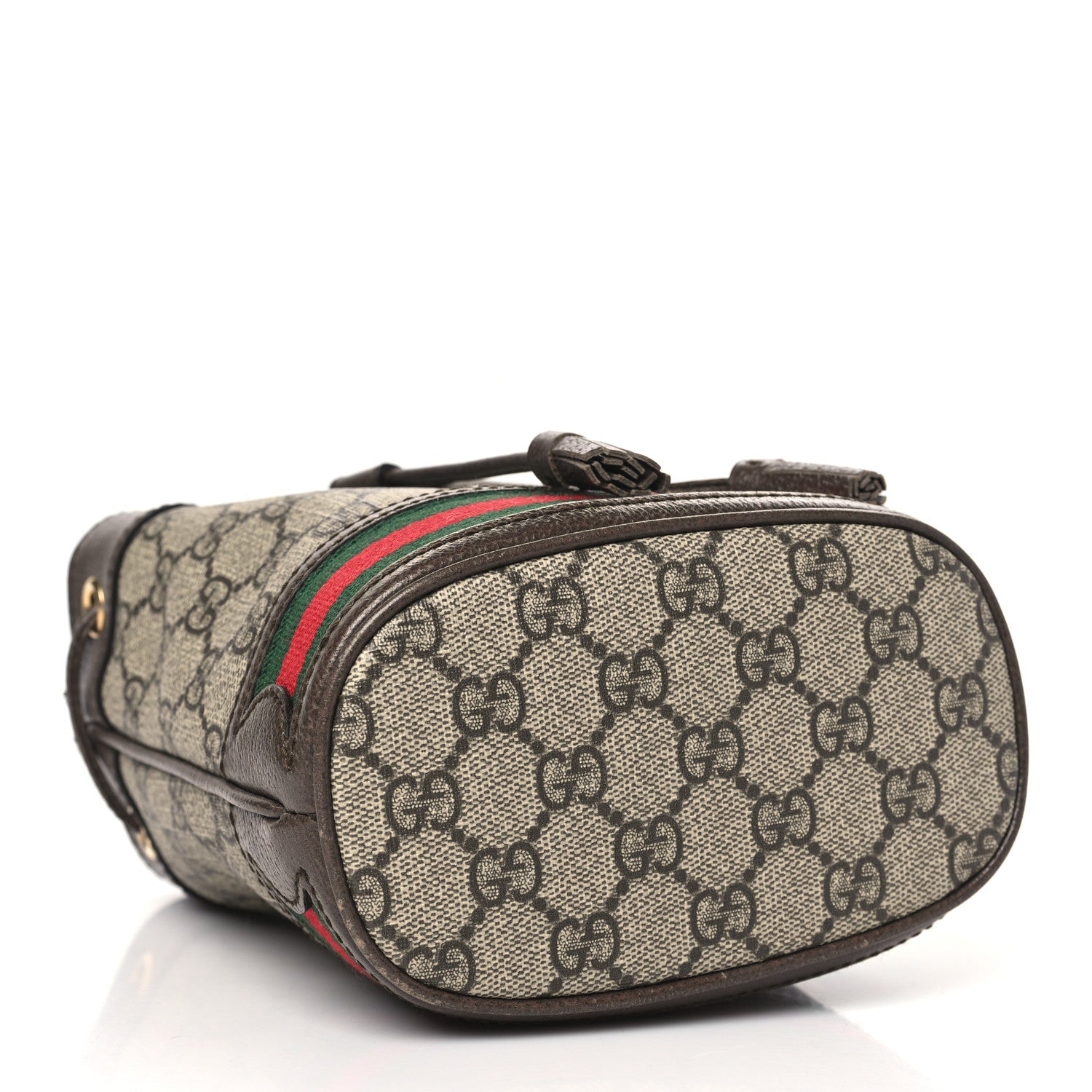 Gucci GG Supreme Monogram Web Mini Ophidia Bucket Bag Brown 4 of 12