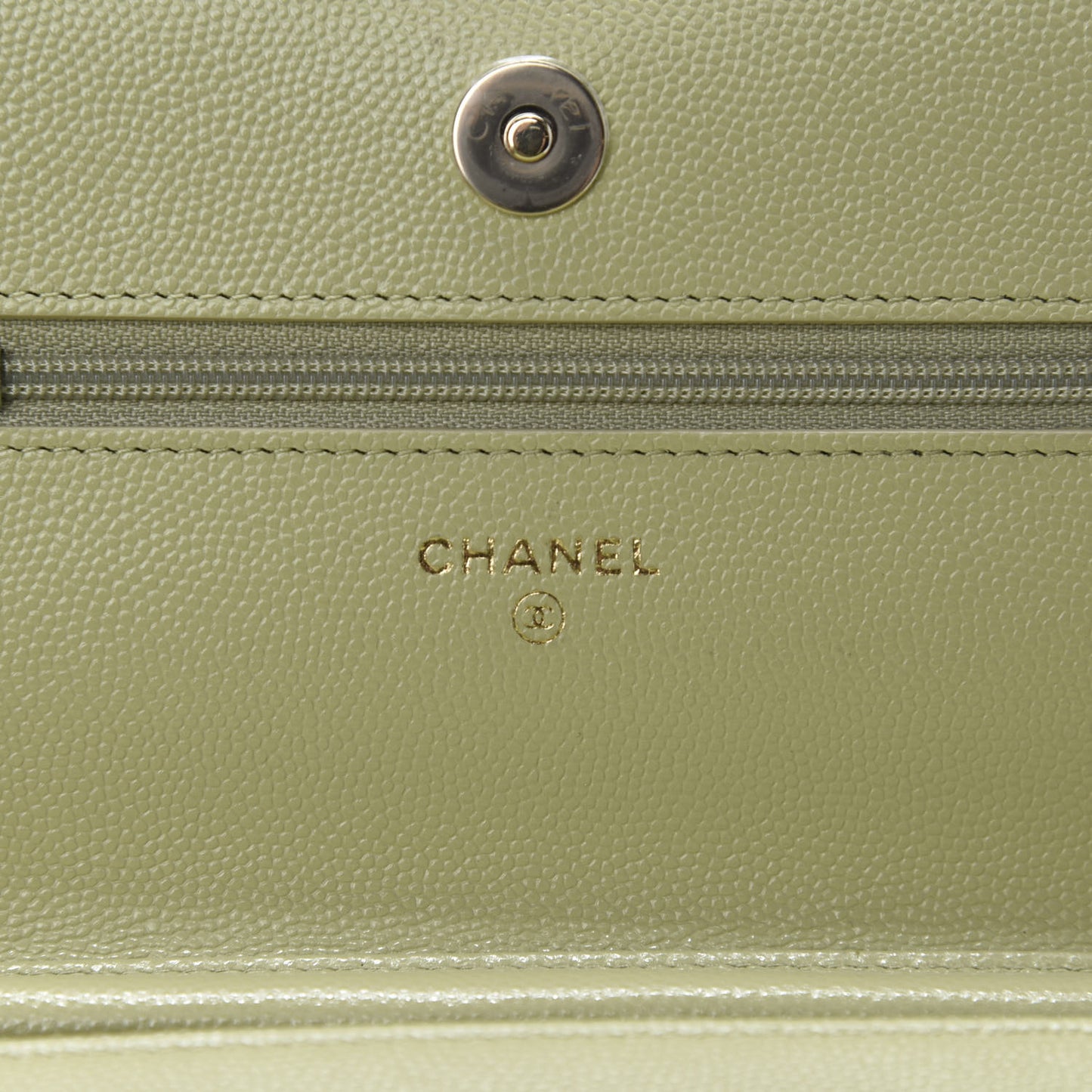 Caviar Quilted French New Wave Chain CC Wallet On Chain WOC Light Green