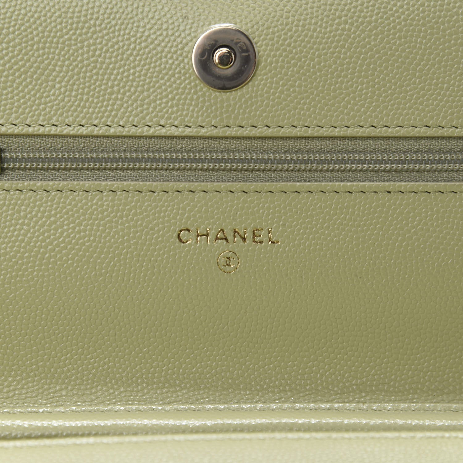 Chanel Caviar Quilted French New Wave Chain CC Wallet On Chain WOC Light Green 7 of 12