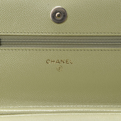 Chanel Caviar Quilted French New Wave Chain CC Wallet On Chain WOC Light Green 7 of 12