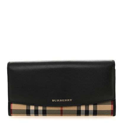 Burberry Calfskin Horseferry Check Porter Continental Wallet Black 1 of 6