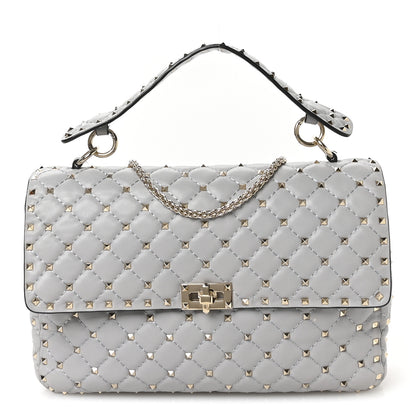 Valentino Garavani Nappa Large Rockstud Spike Shoulder Bag Pastel Grey 1 of 10