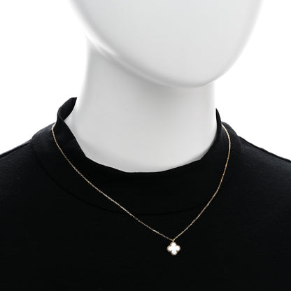 Van Cleef & Arpels 18K Yellow Gold Mother of Pearl Sweet Alhambra Pendant Necklace 2 of 7