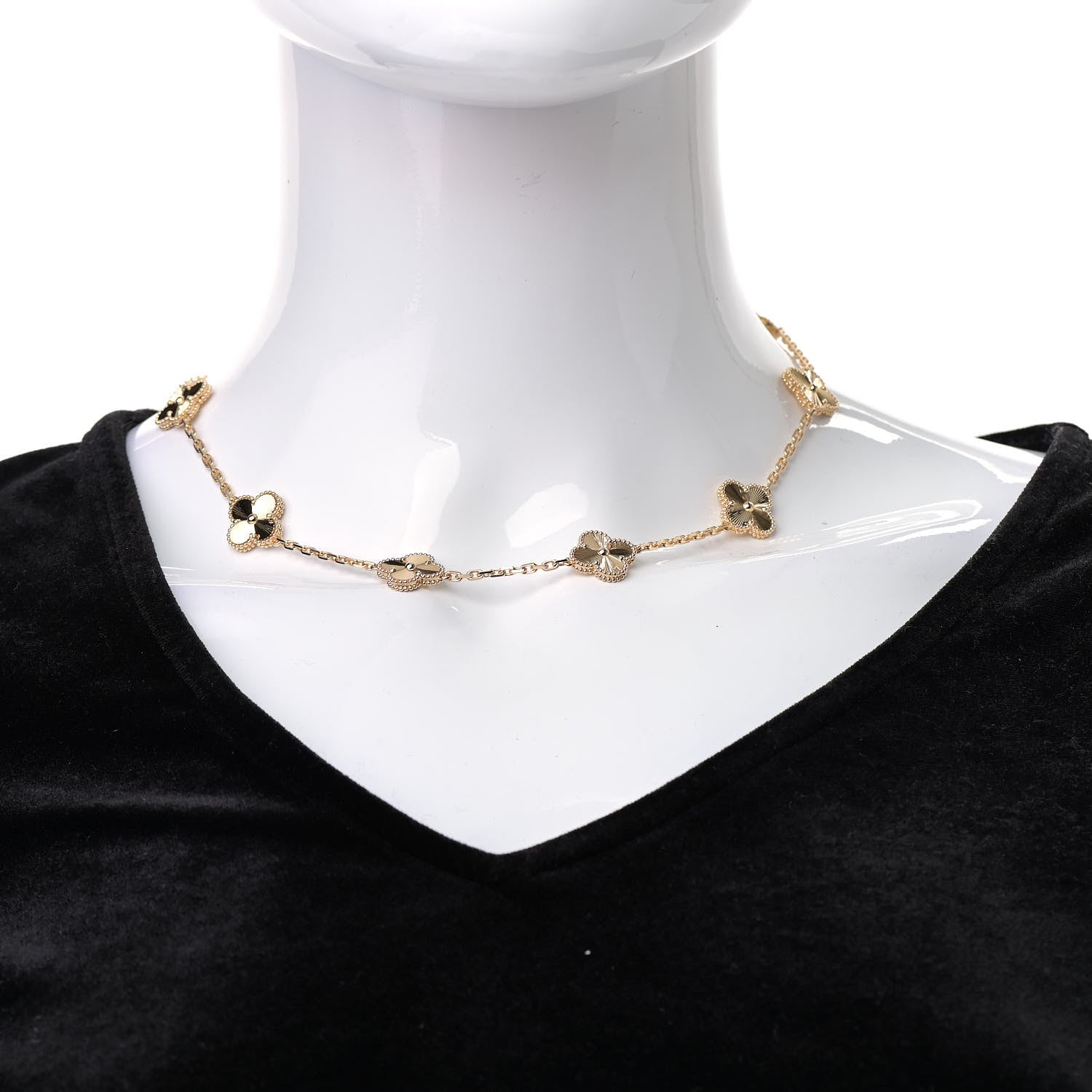Van Cleef & Arpels 18K Yellow Gold 10 Motifs Guilloche Vintage Alhambra Necklace 2 of 6